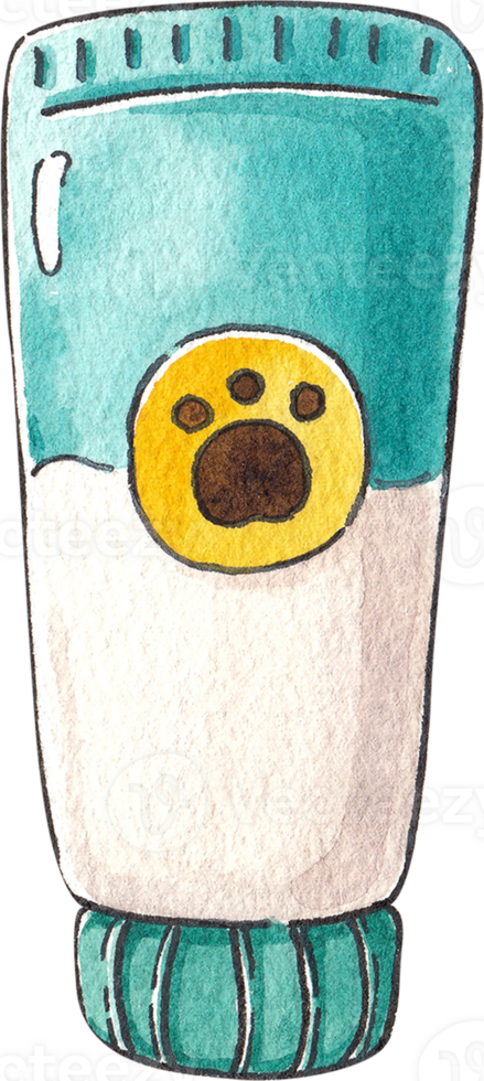Pet grooming cream, hand-drawn watercolor illustration png