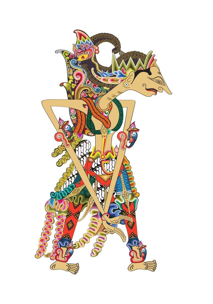 Wayang puppet, wibisana image illustration style, traditional javanese performance art. vector