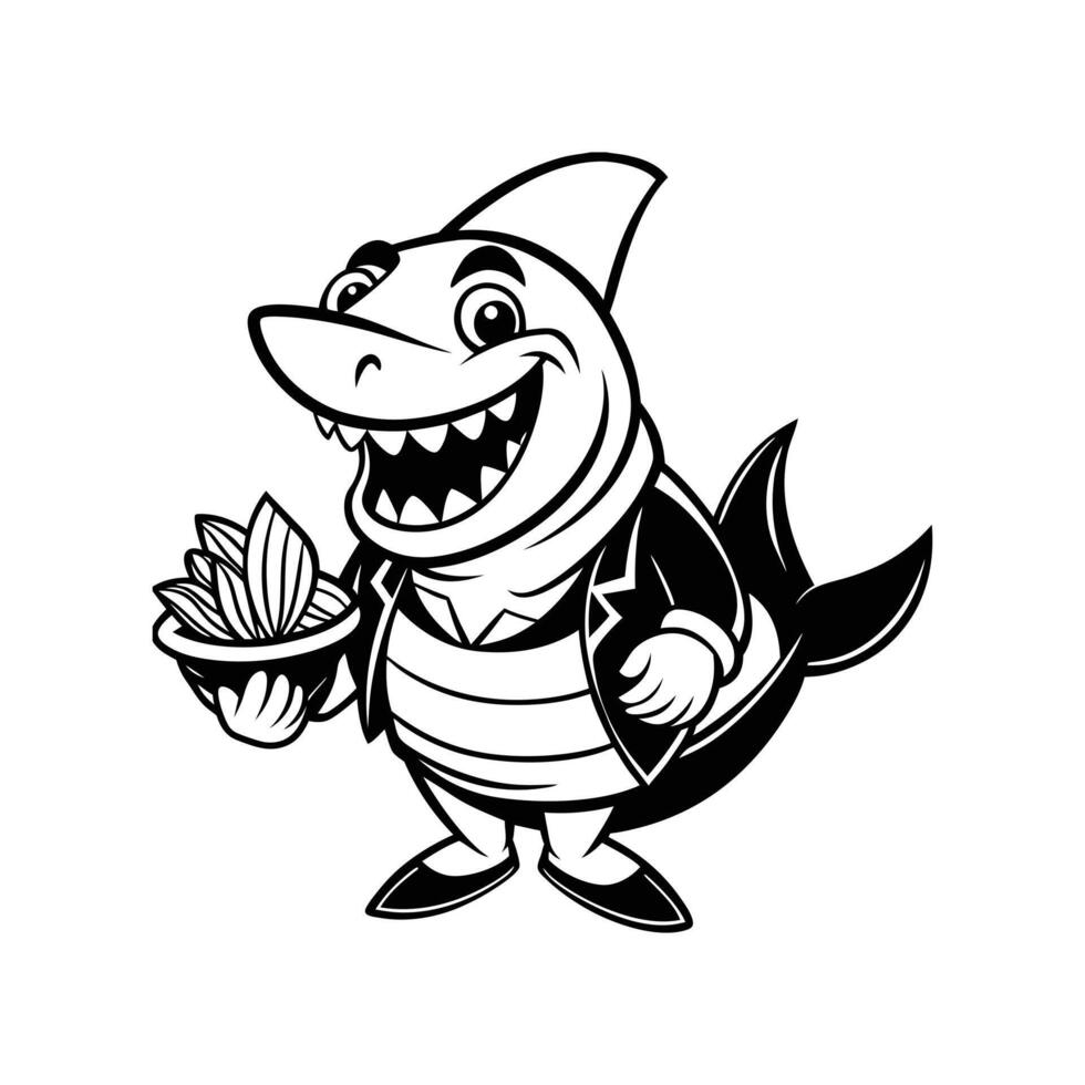 Shark Chef silhouette vector