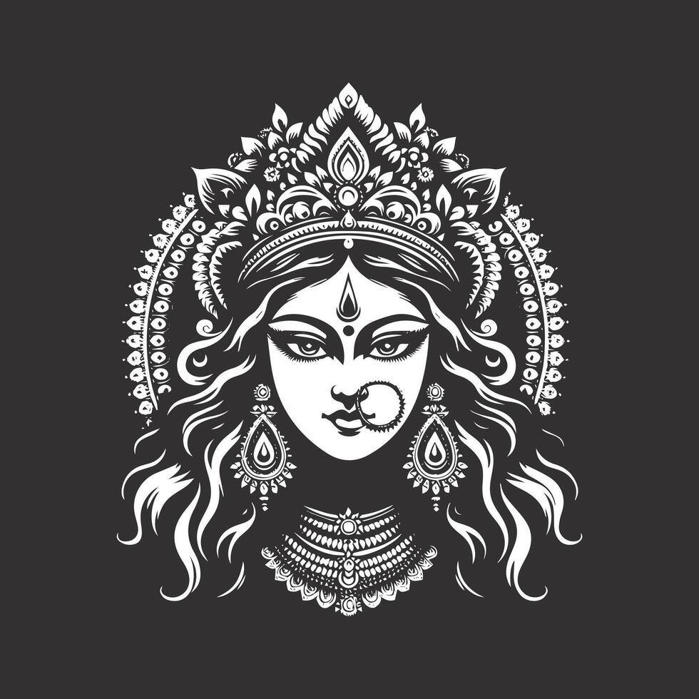 Maa Durga silhouette , Durga silhouette vector