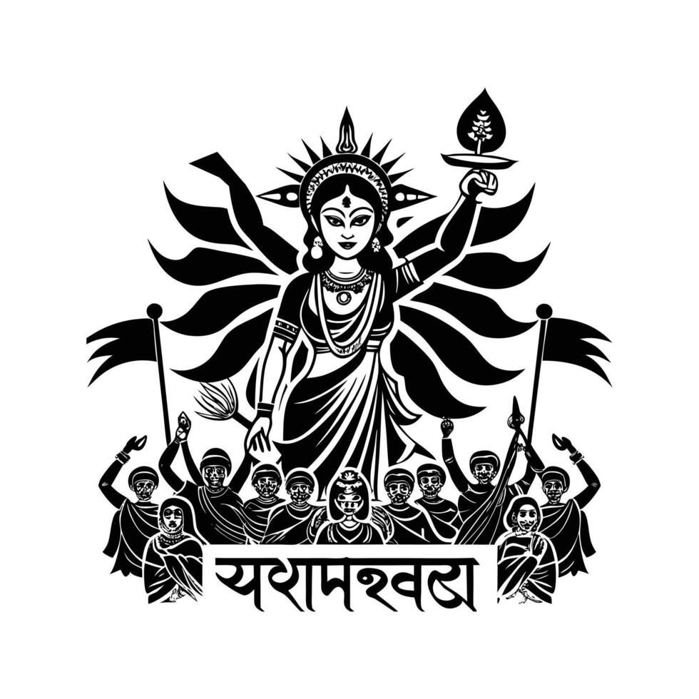 ma durga silhouette vector