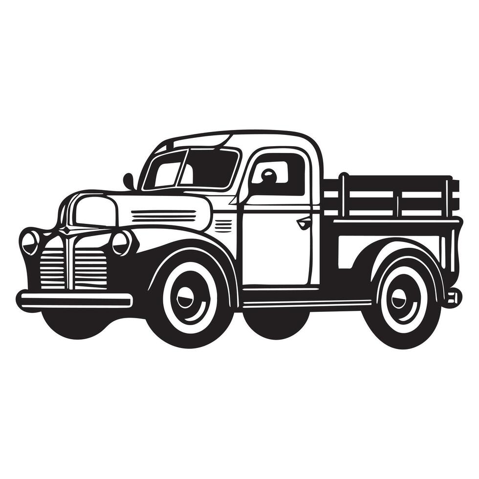 Classic Truck illustration , Vintage Truck Clipart Design vector