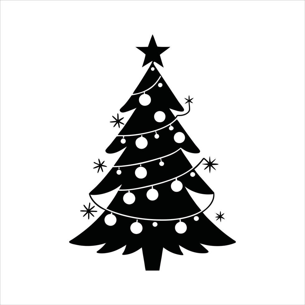 christmas tree lights illustration , Christmas Tree Silhouette Clipart Design vector