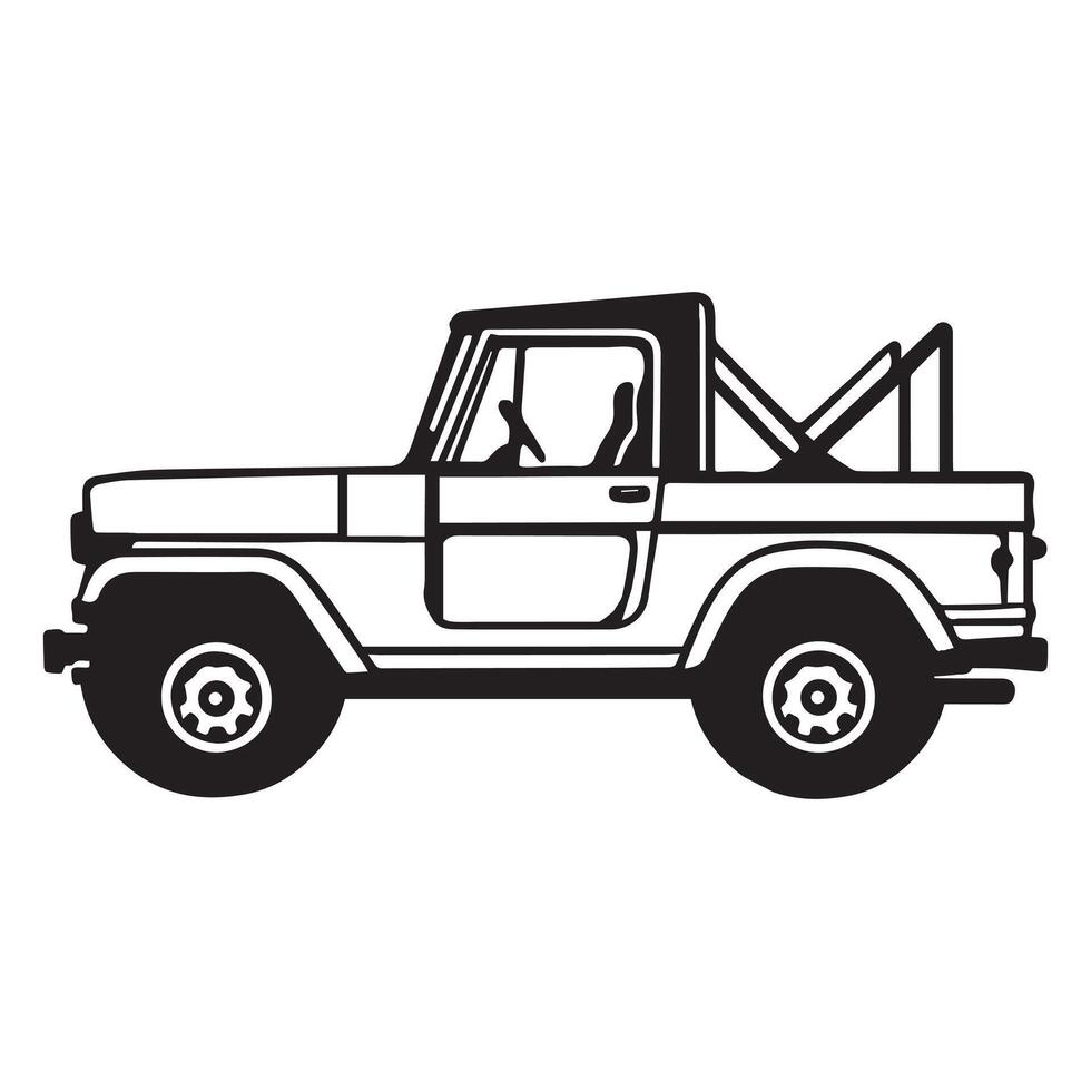 Classic Truck illustration in black and white vector