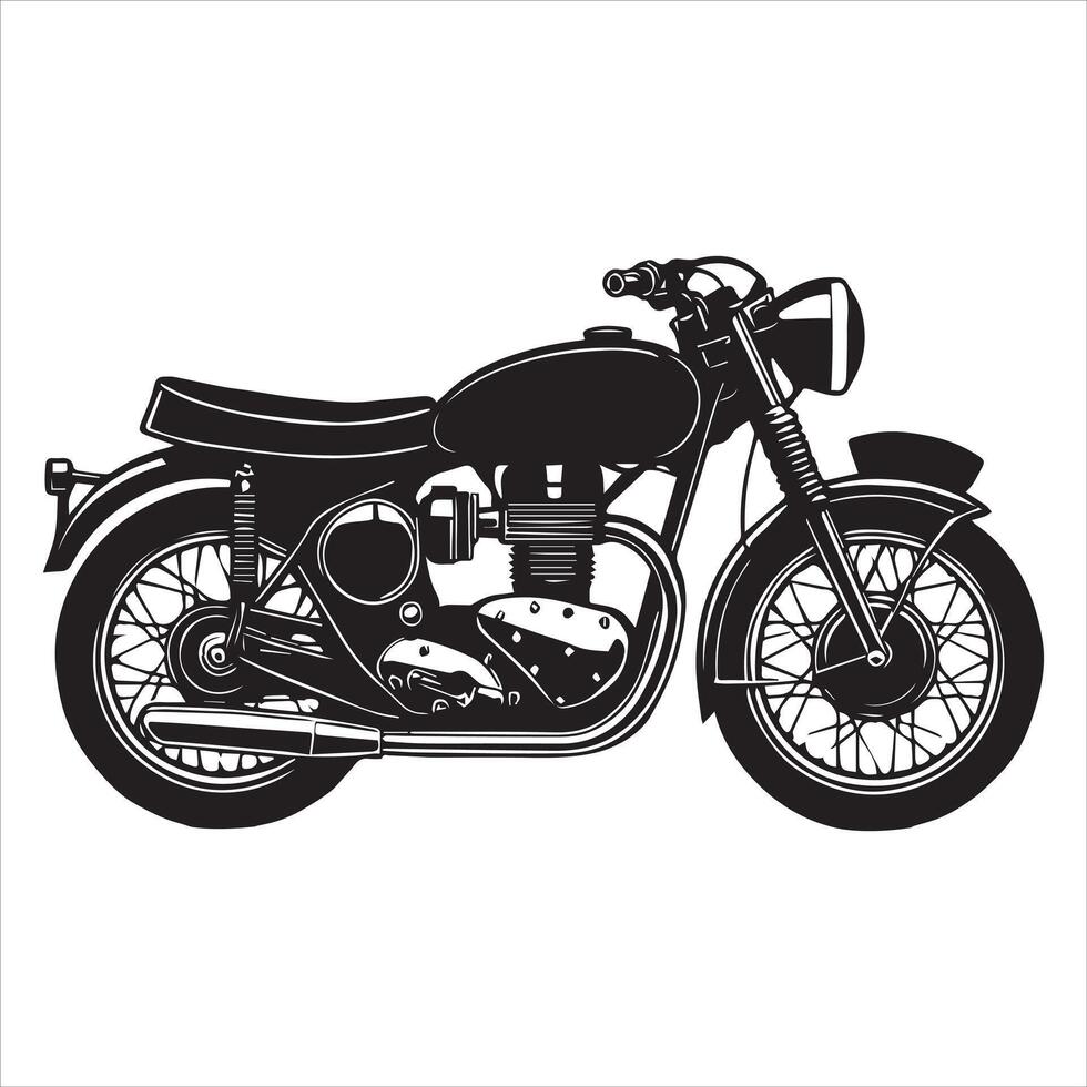 Classic Motorcycle Silhouettes Design - Motor cycle illustration in black and white vector