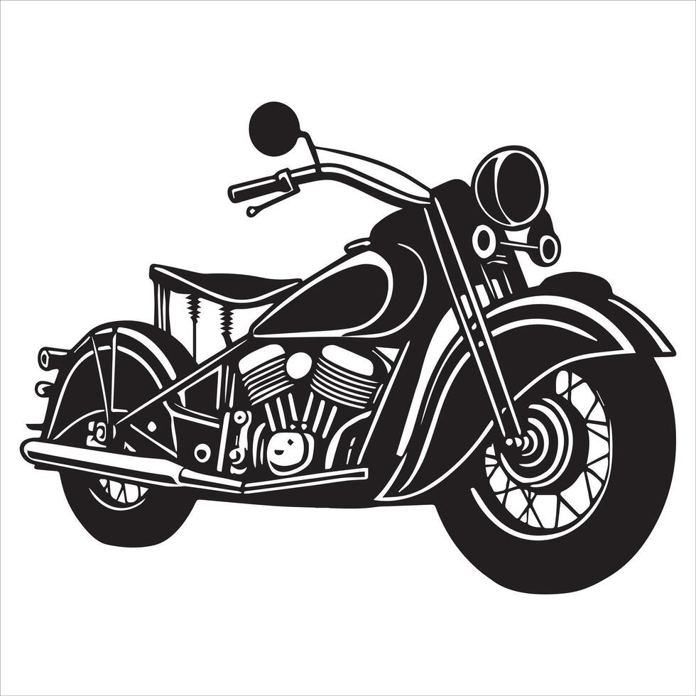 Classic Motor Bike Silhouettes illustration in black and white vector