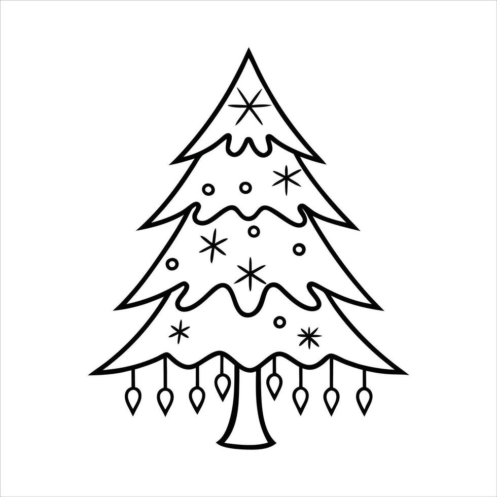 christmas tree outline Clipart Design vector