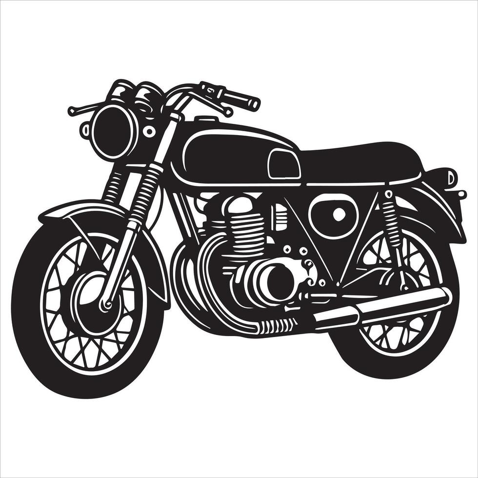 Classic Motorcycle Silhouettes Design - Motor cycle illustration in black and white vector