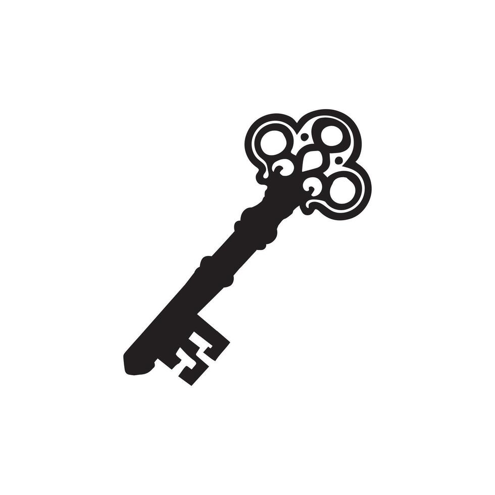 Vintage Key silhouette Design - Key Clipart illustration vector