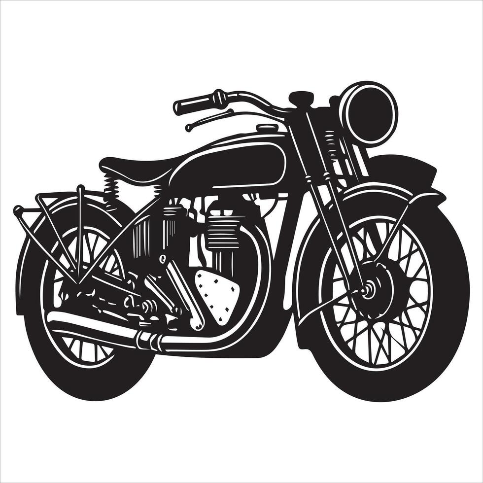 Classic Motor Bike Silhouettes illustration in black and white vector