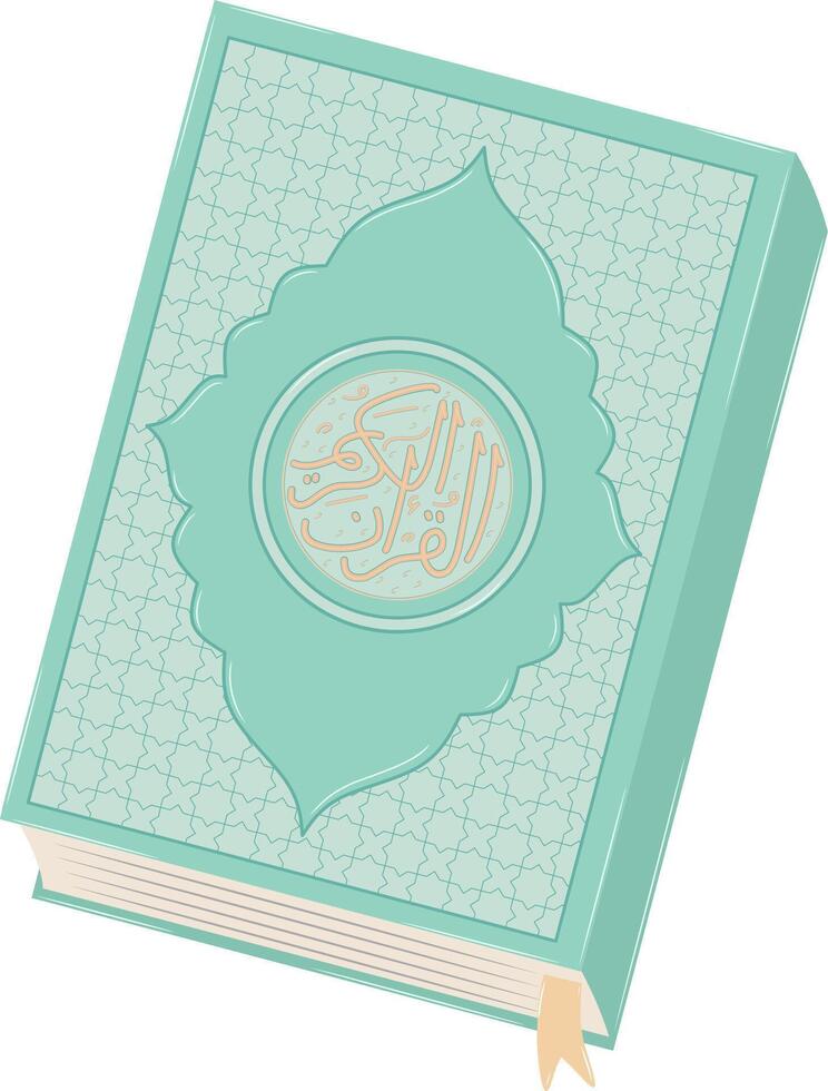 Quran Islamic Holy Book Illustration in Turquoise Color vector
