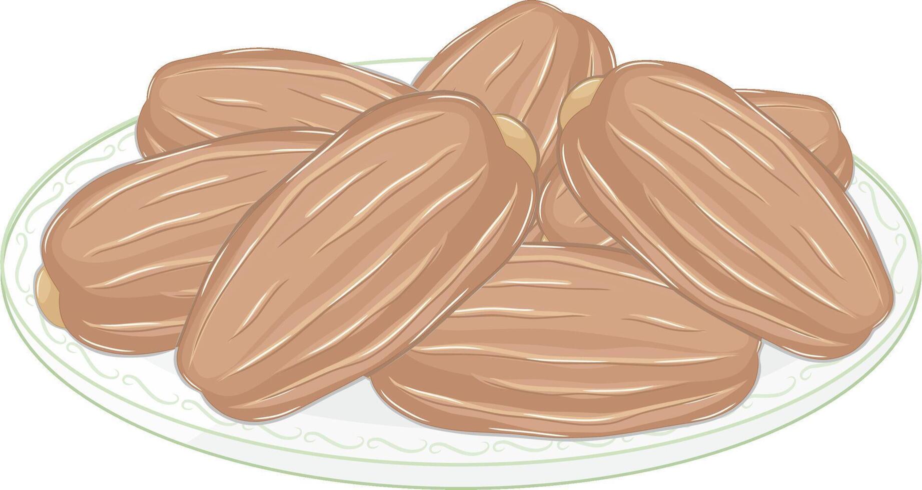 Dates Fruit in Plate vector