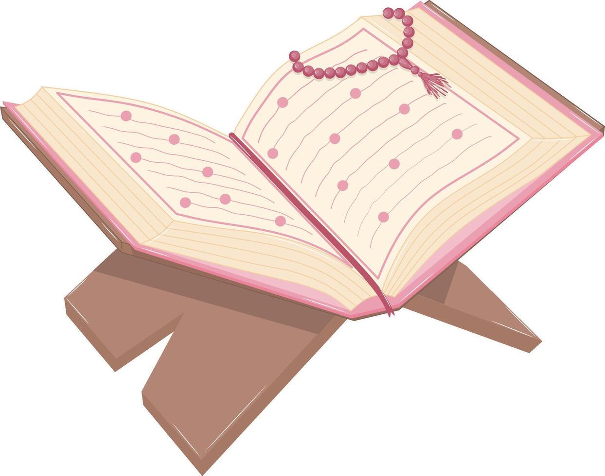 Opened Quran Islamic Book on Stand vector