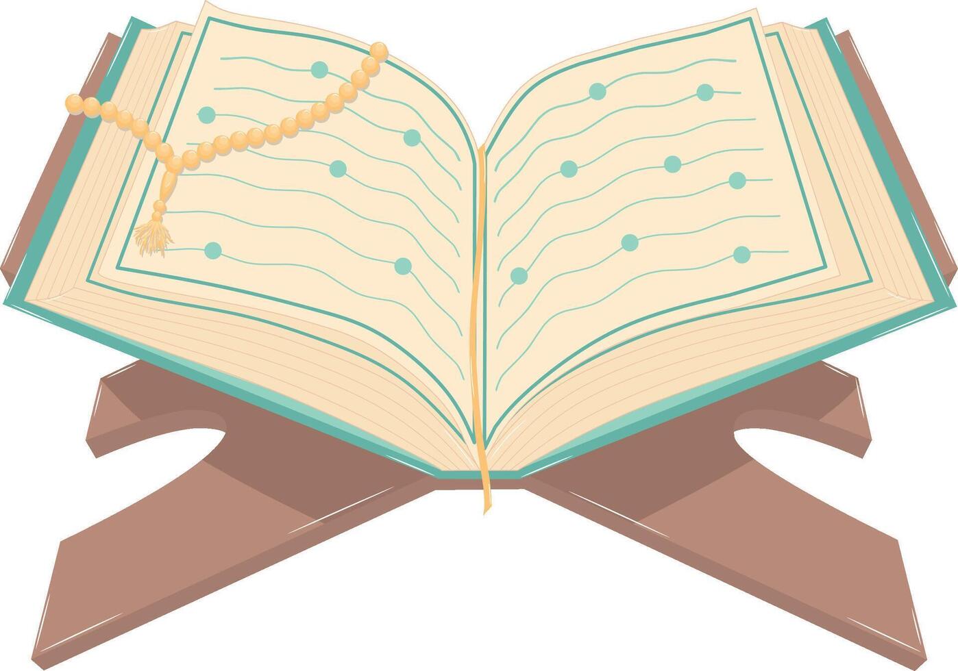 Opened Quran Islamic Holy Book on Stand vector