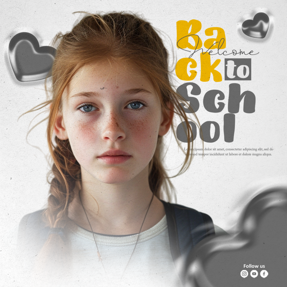 Back to School horizontal banner with school template psd