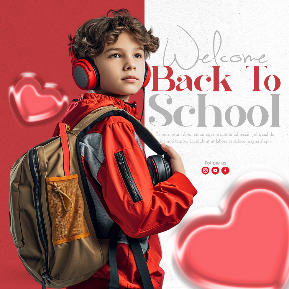 Welcome Back To School Social MEdia Post Design Template psd