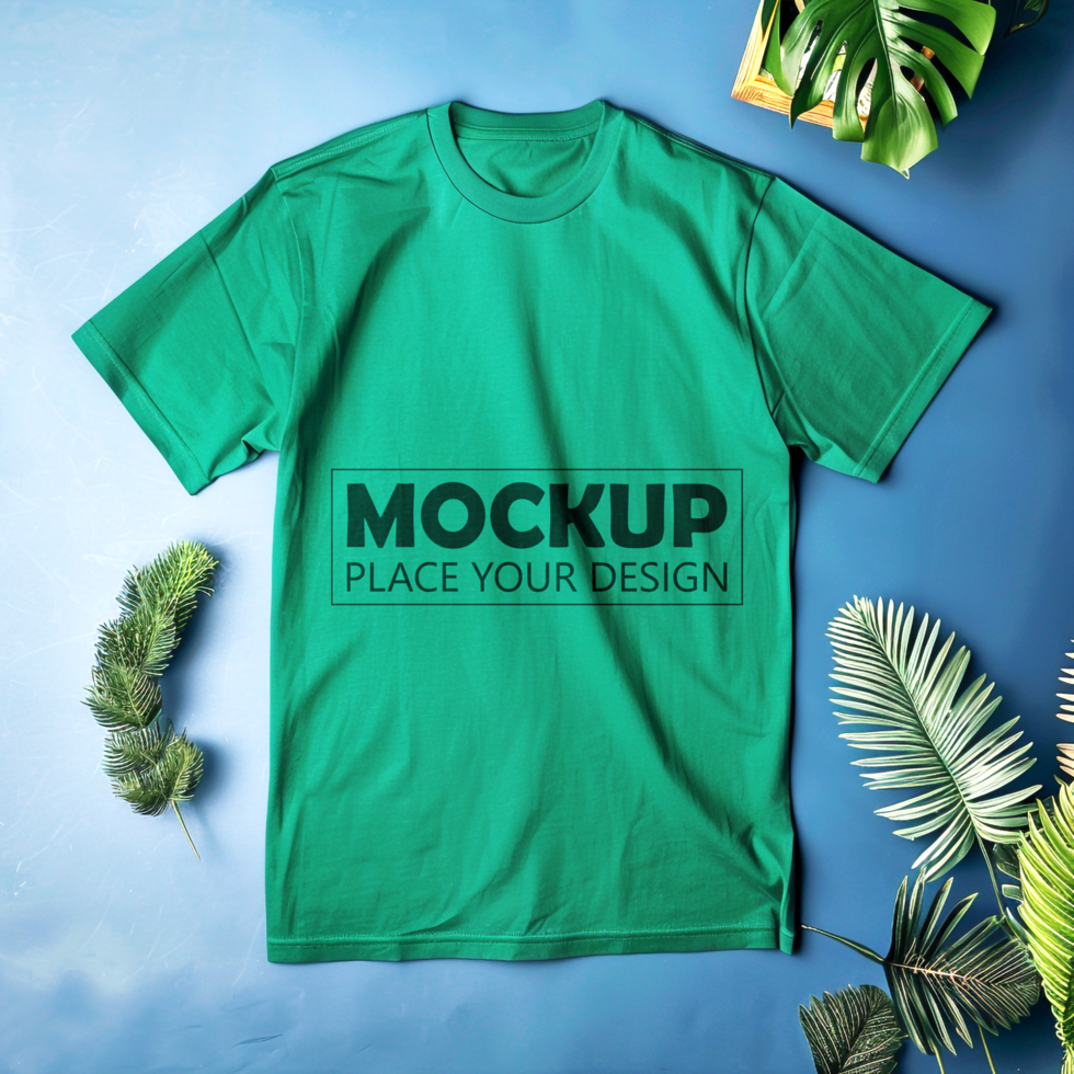 Realistic Green Round Neck T-Shirt Mockup for Clothing Designers psd