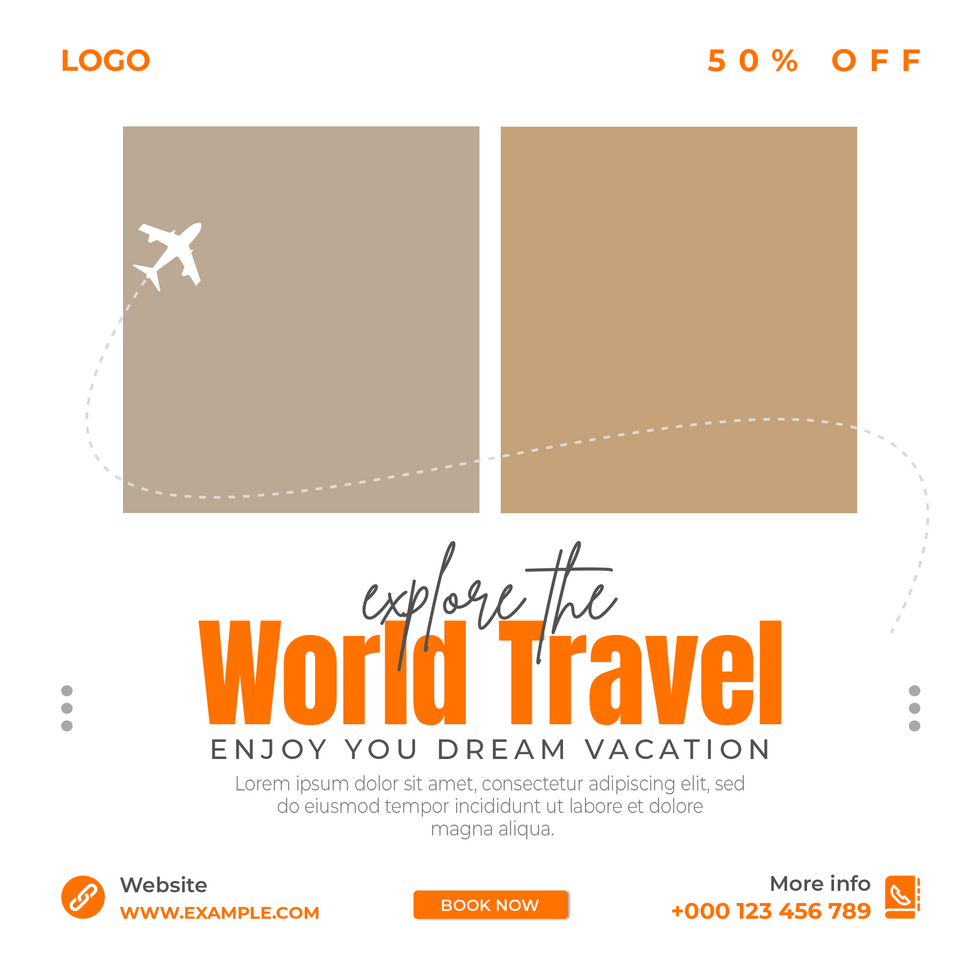 Explore the world travel social media post template psd