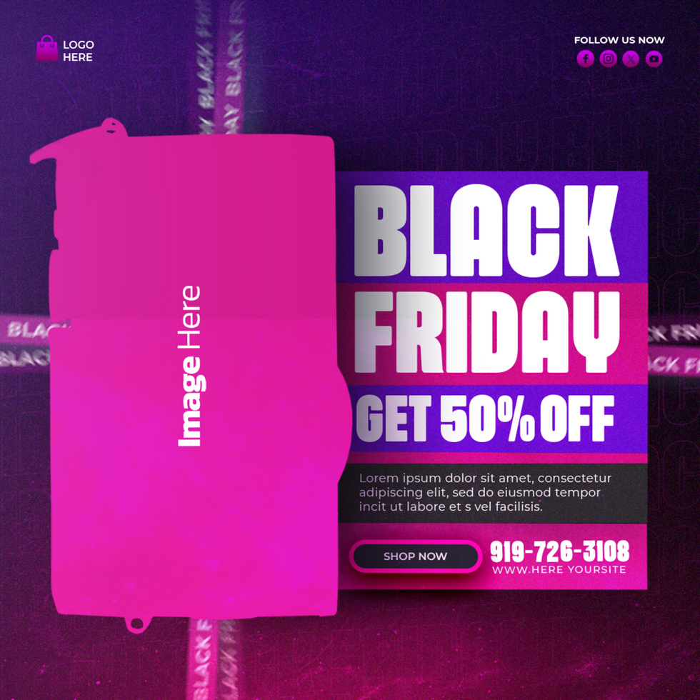 black friday sale banner with purple and black text psd