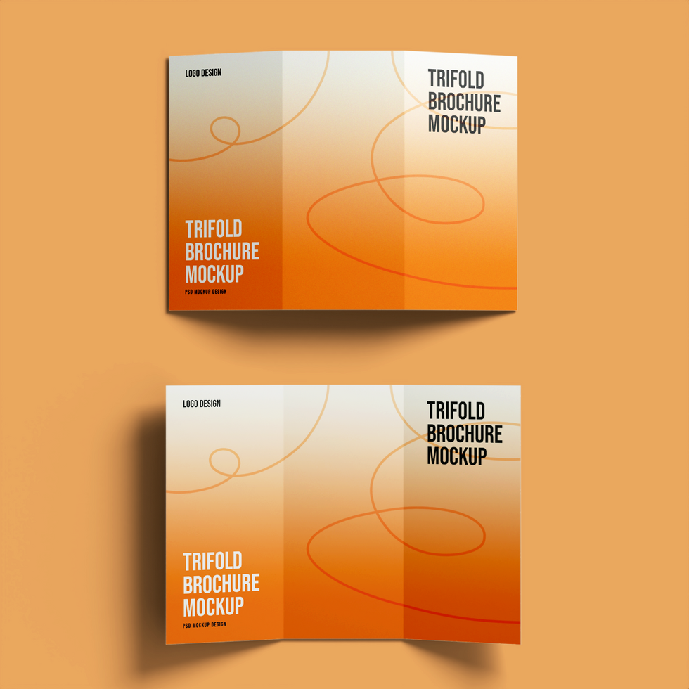 Trifold Mockup design 2 side views psd