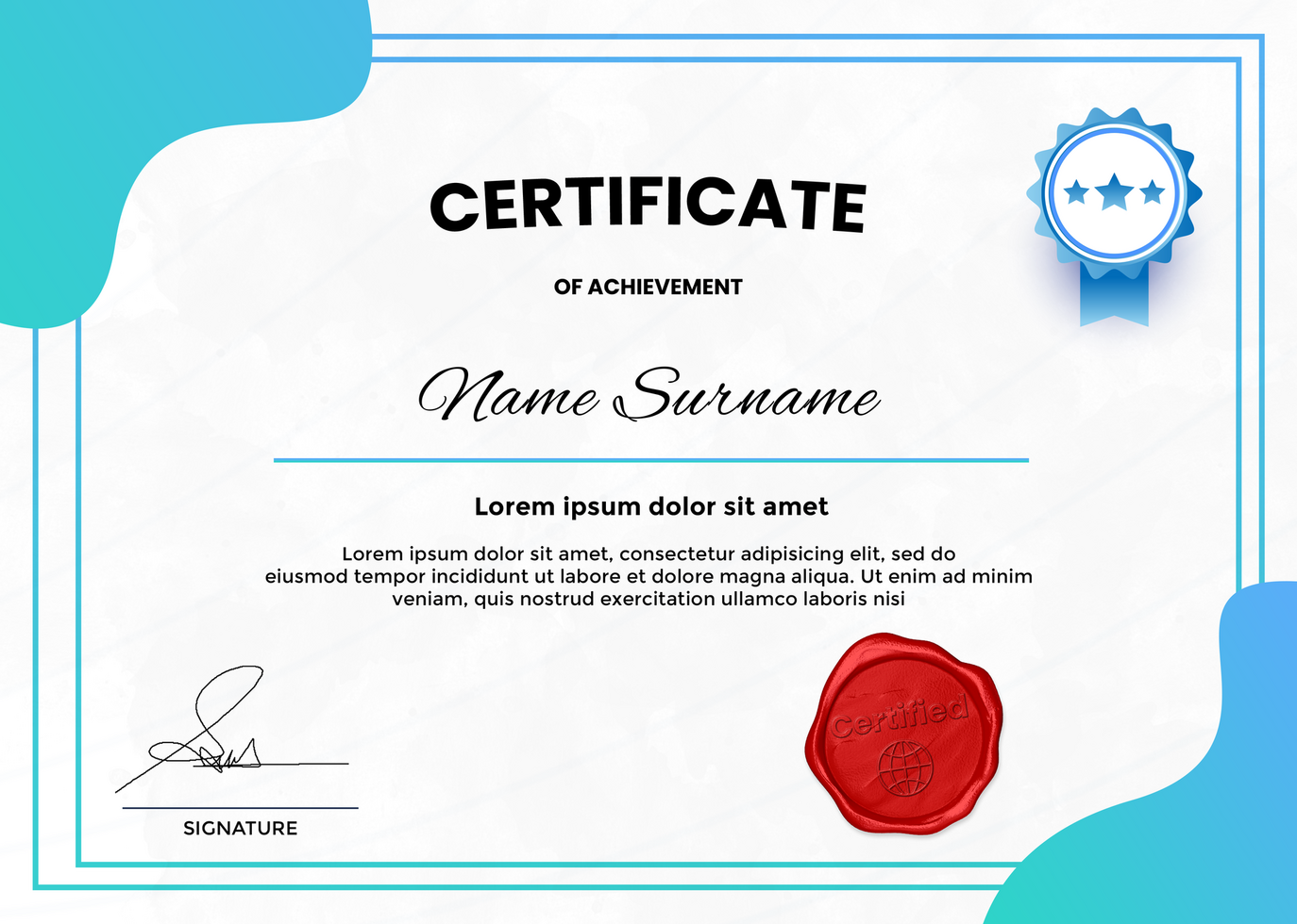 Certificate of Achievement Template Design psd