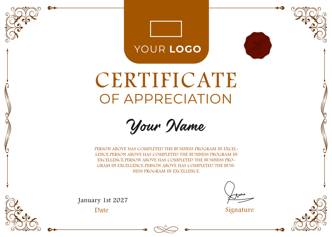 Flat Certificate of Appreciation psd