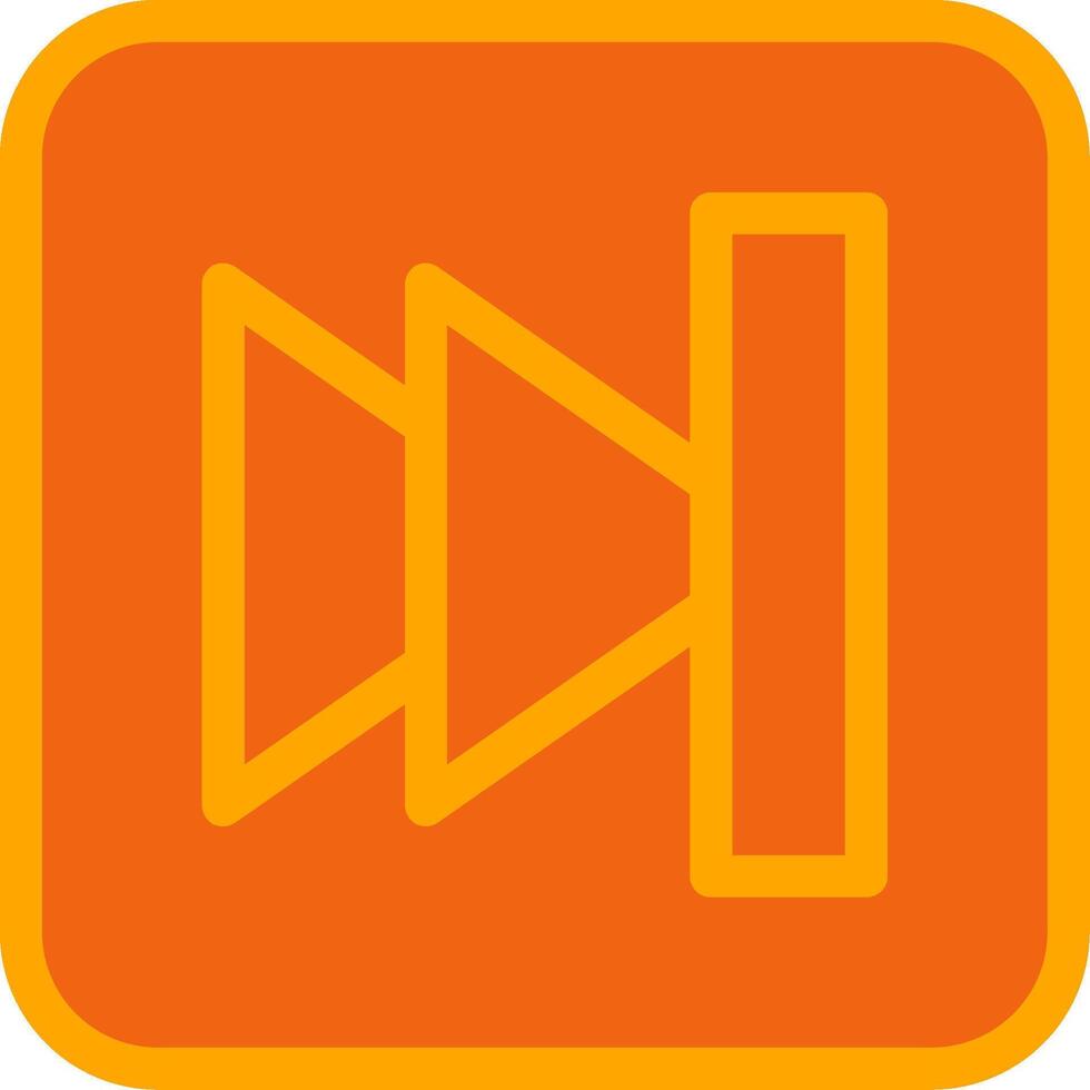 Skip Button Orange Filled Icon vector