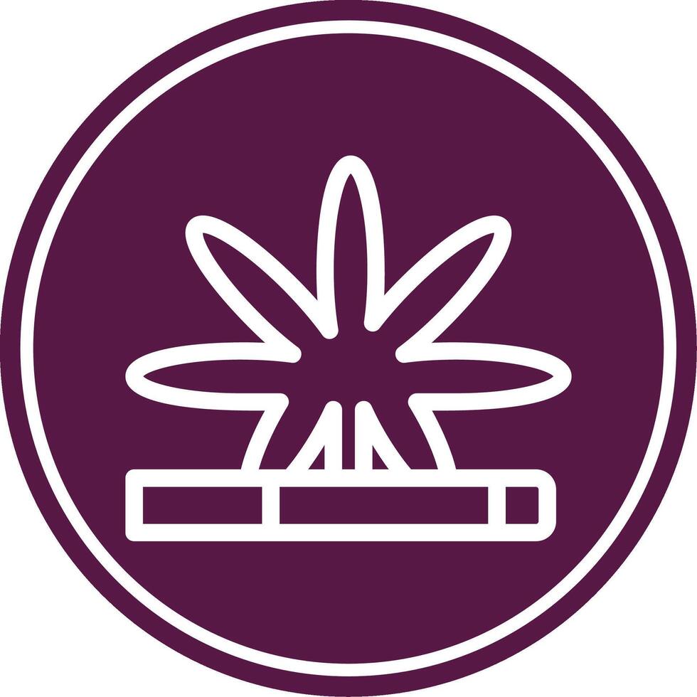 Weed Leaf Line Circle Icon vector