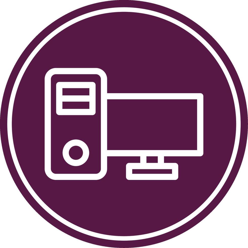 Computer Line Circle Icon vector