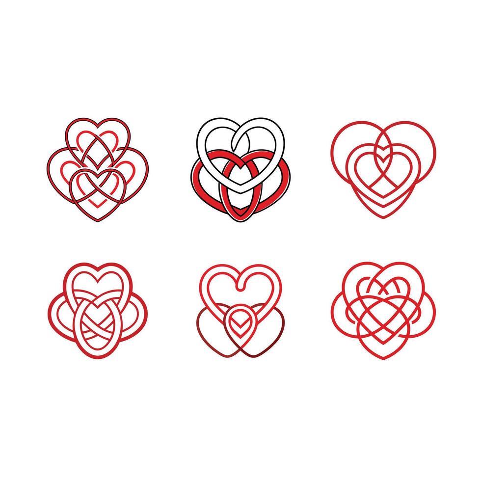 Elegant intertwined hearts outline design, perfect for romantic and wedding themes. vector