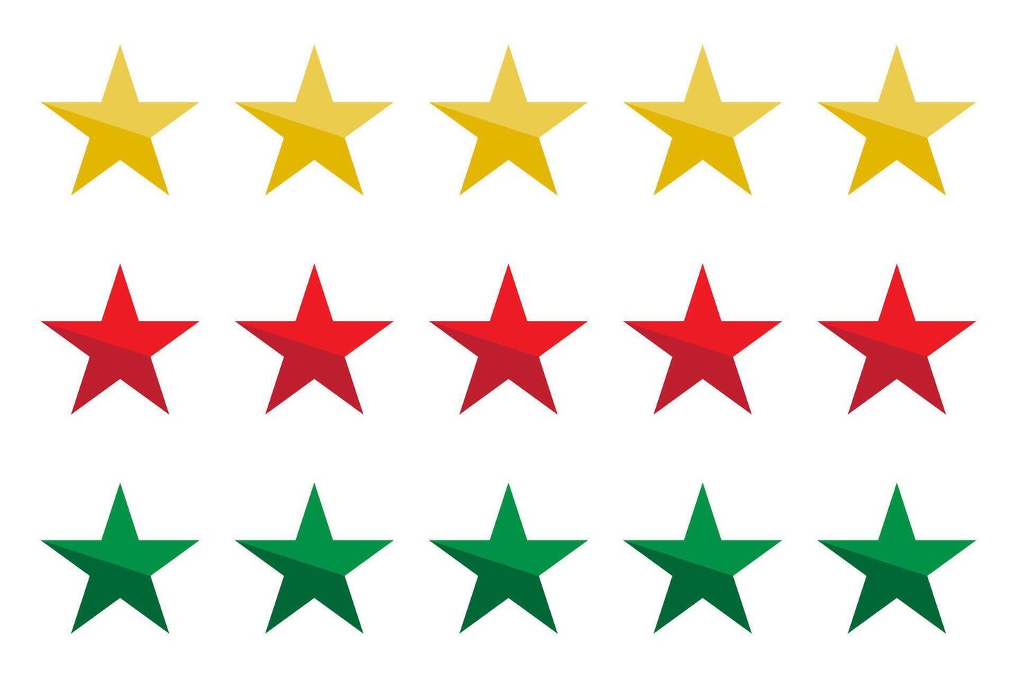 Star shapes in a row best and top quality concept representation graphic five star rating review. vector