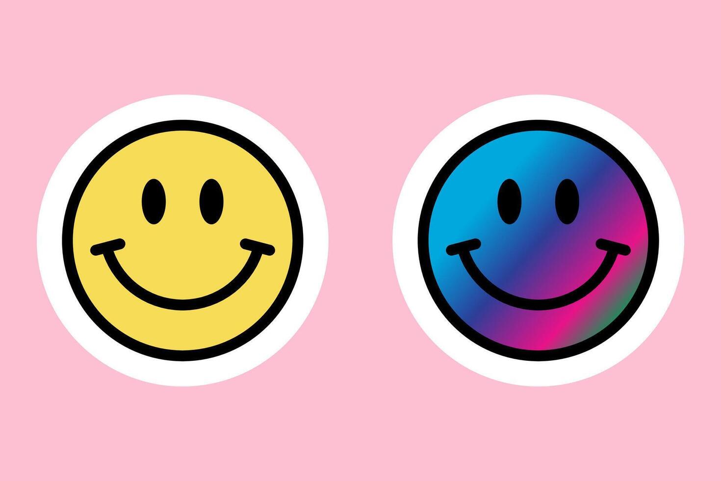 Smiling face sticker. Cute smile sticker illustration. vector