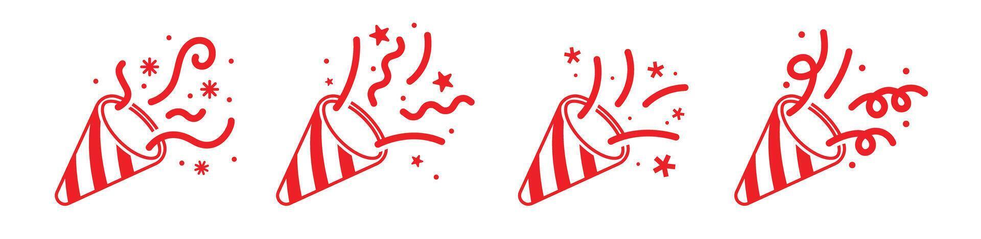 confetti red icon party celebration firecracker vector