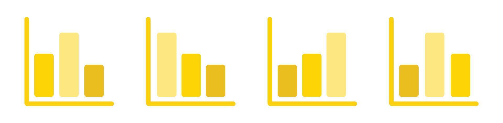 yellow bar chart icon bundle graph vector