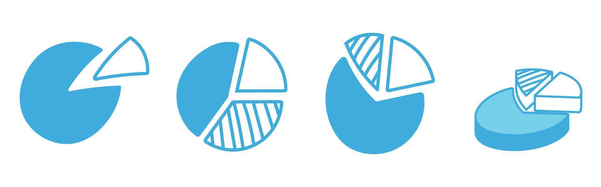 doodle hand drawing pie chart diagram blue monochrome vector