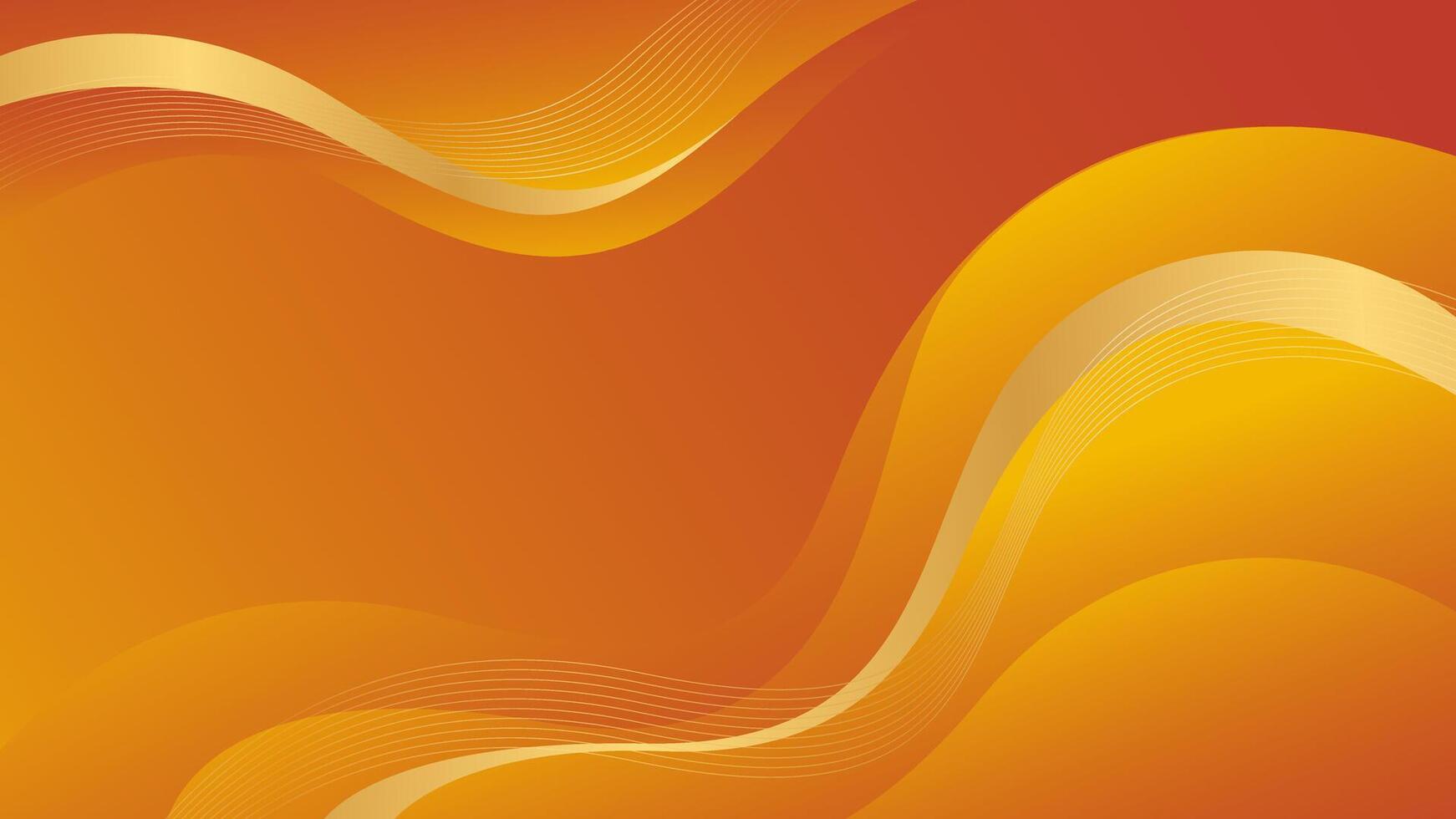 Abstract orange luxury background with gold lines. Elegant wave modern wallpaper vector