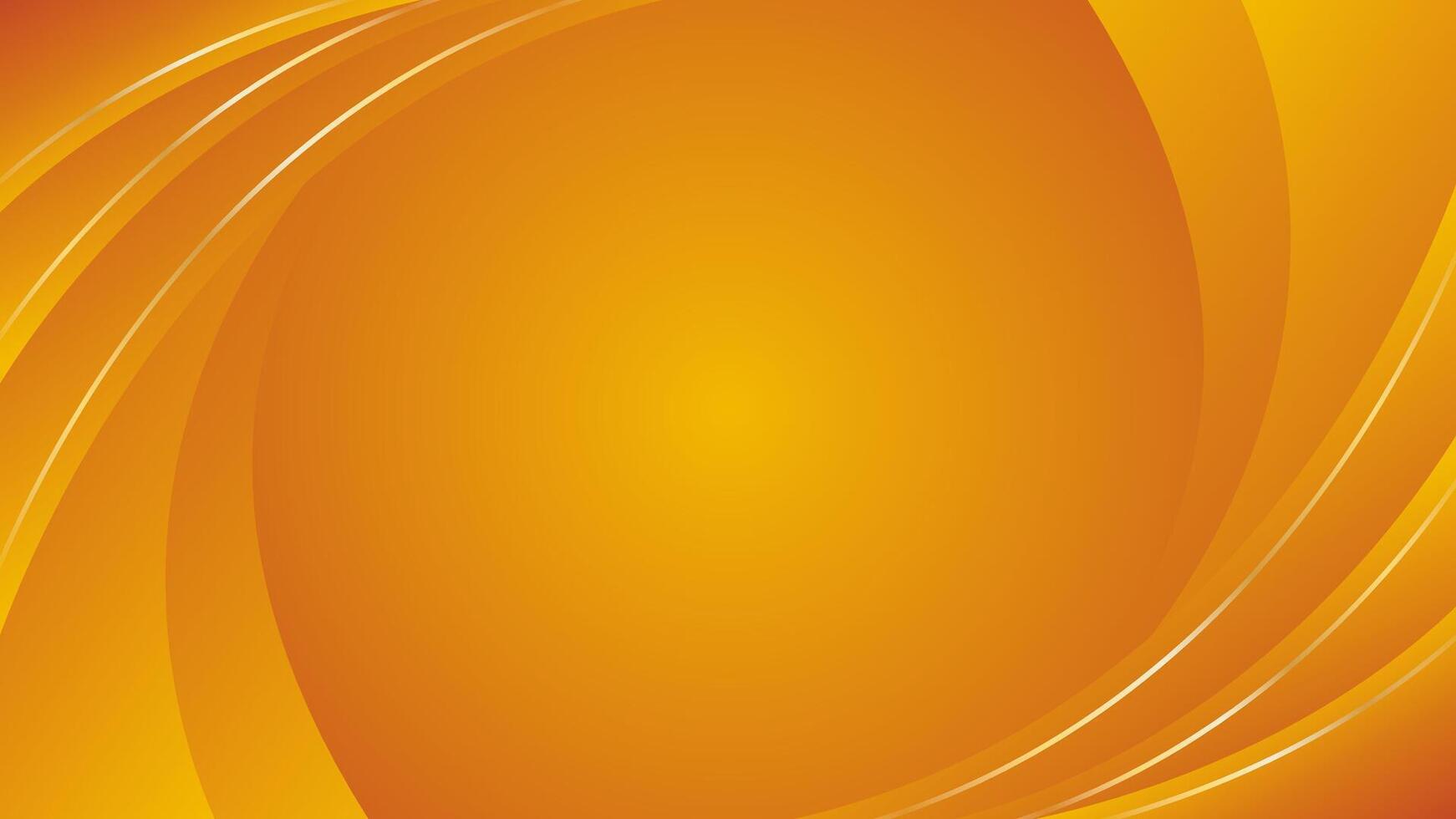 Abstract orange luxury curved background with gold lines. Elegant modern wallpapers vector