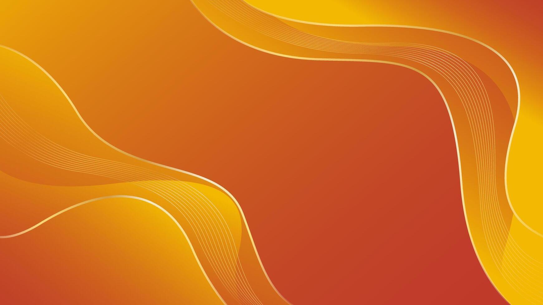 Abstract orange luxury wave background with gold lines. Elegant modern wallpapers vector