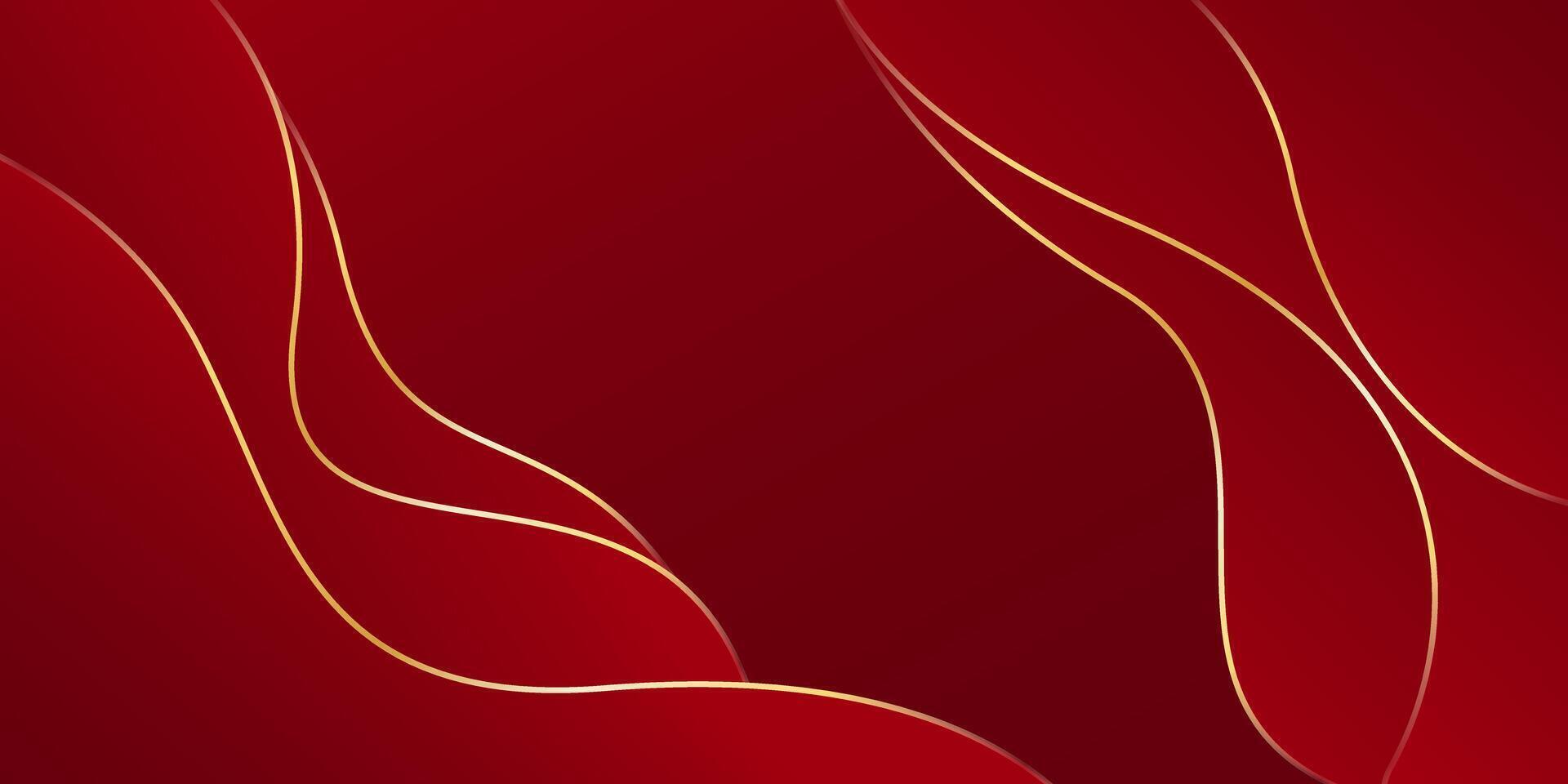 Abstract red luxury wave background with gold lines. Elegant modern wallpapers vector