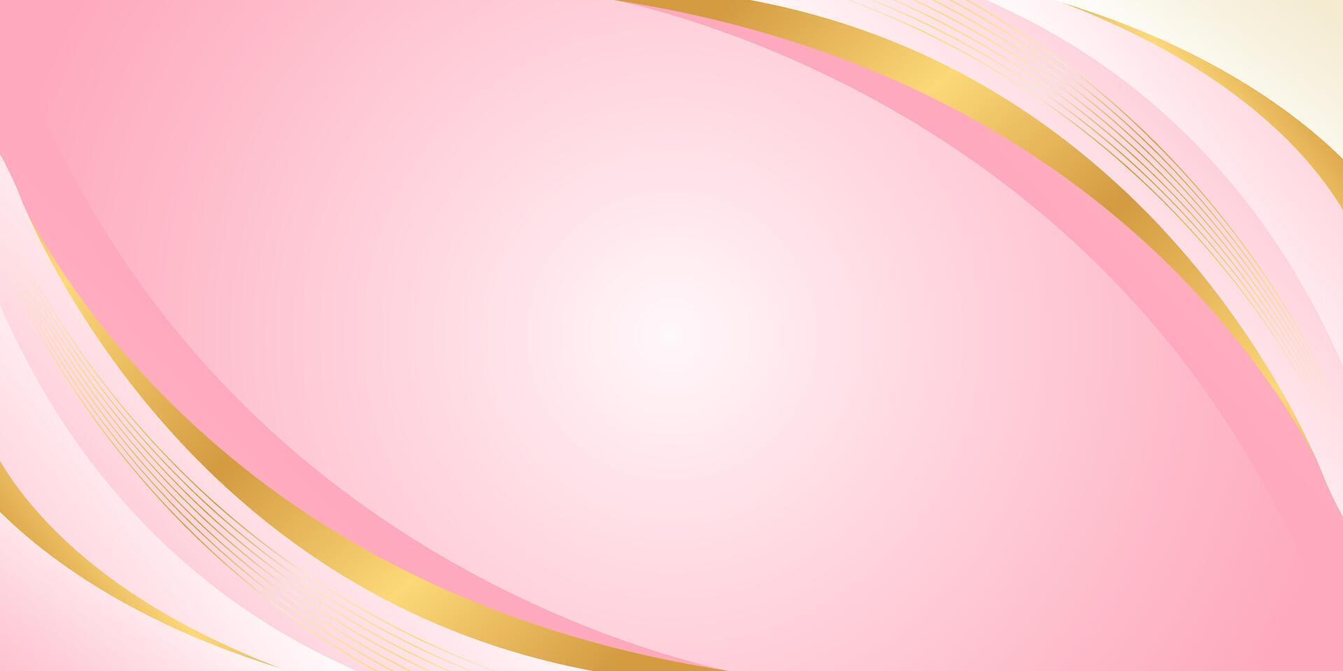 Abstract pink luxury curved background with gold lines. Elegant modern wallpapers vector