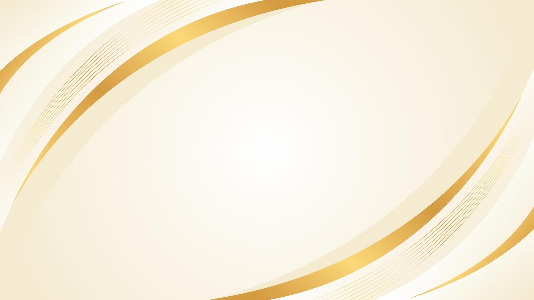 Abstract beige luxury curved background with gold lines. Elegant modern wallpaper vector