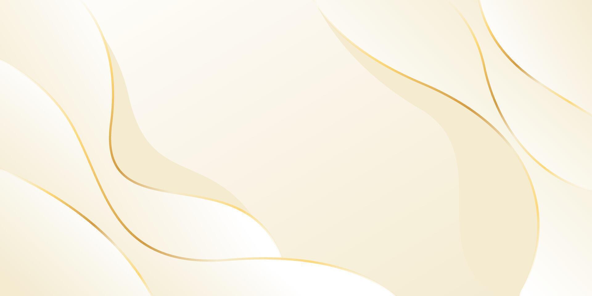 Abstract beige luxury wave background with gold lines. Elegant modern wallpaper. Template banner background for beauty products, sales, ads, events, web and pages vector
