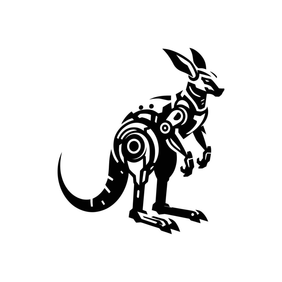 Cyberpunk Inspired Kangaroo Robot Silhouette Perfect for Tech and Game Projects vector