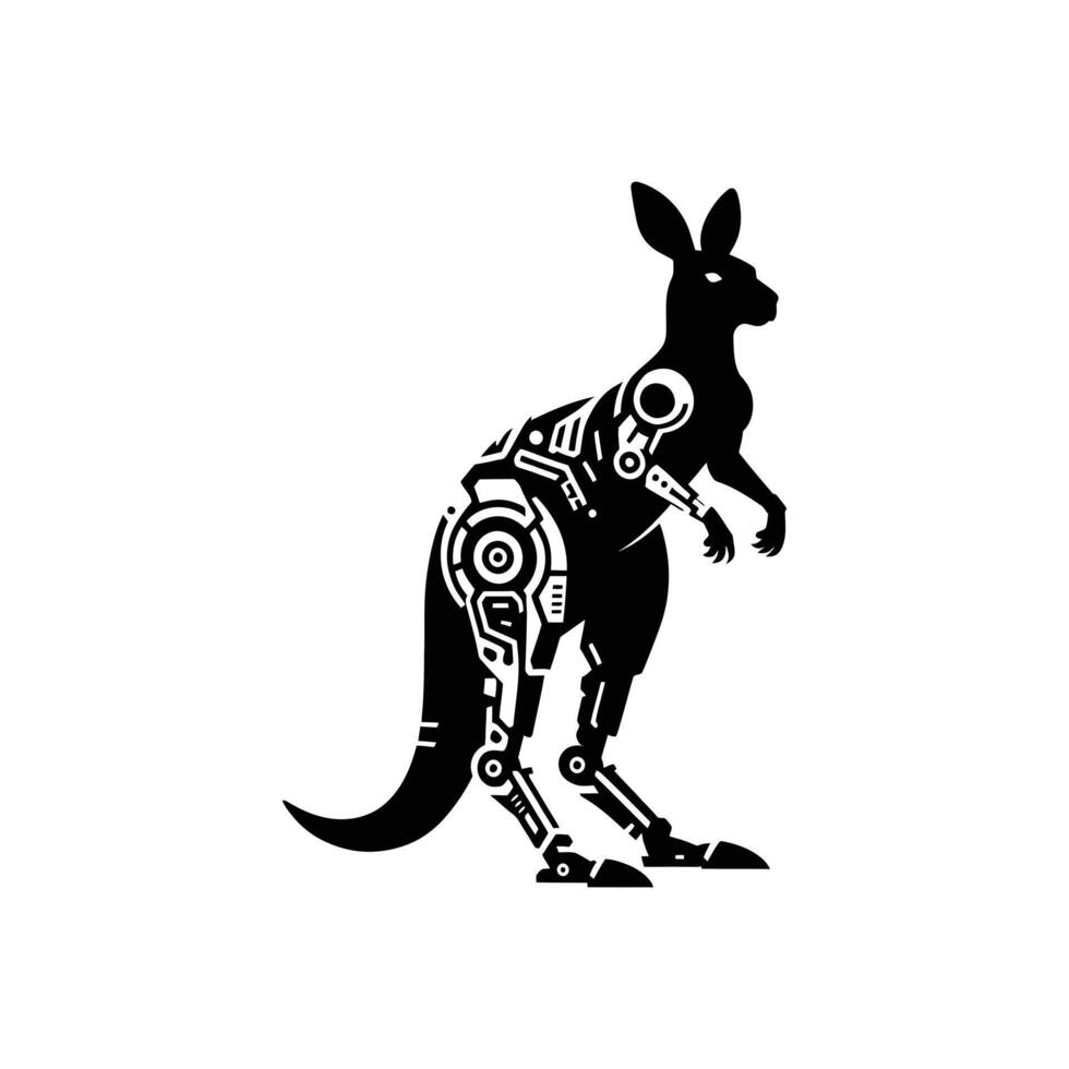 Unique Cyberpunk Robotic Kangaroo Silhouette for Graphic Tech and Game Lovers vector