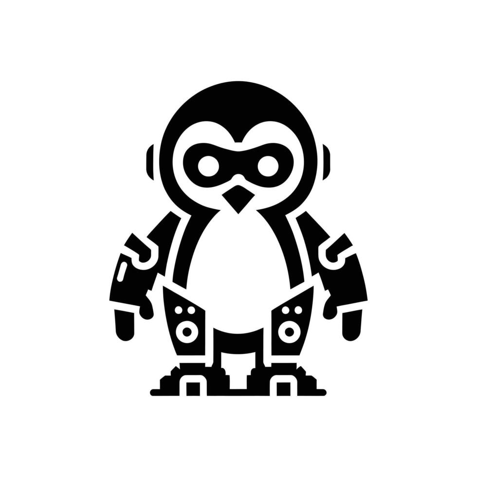 Cyberpunk Penguin Illustration in Futuristic Black and White Design vector