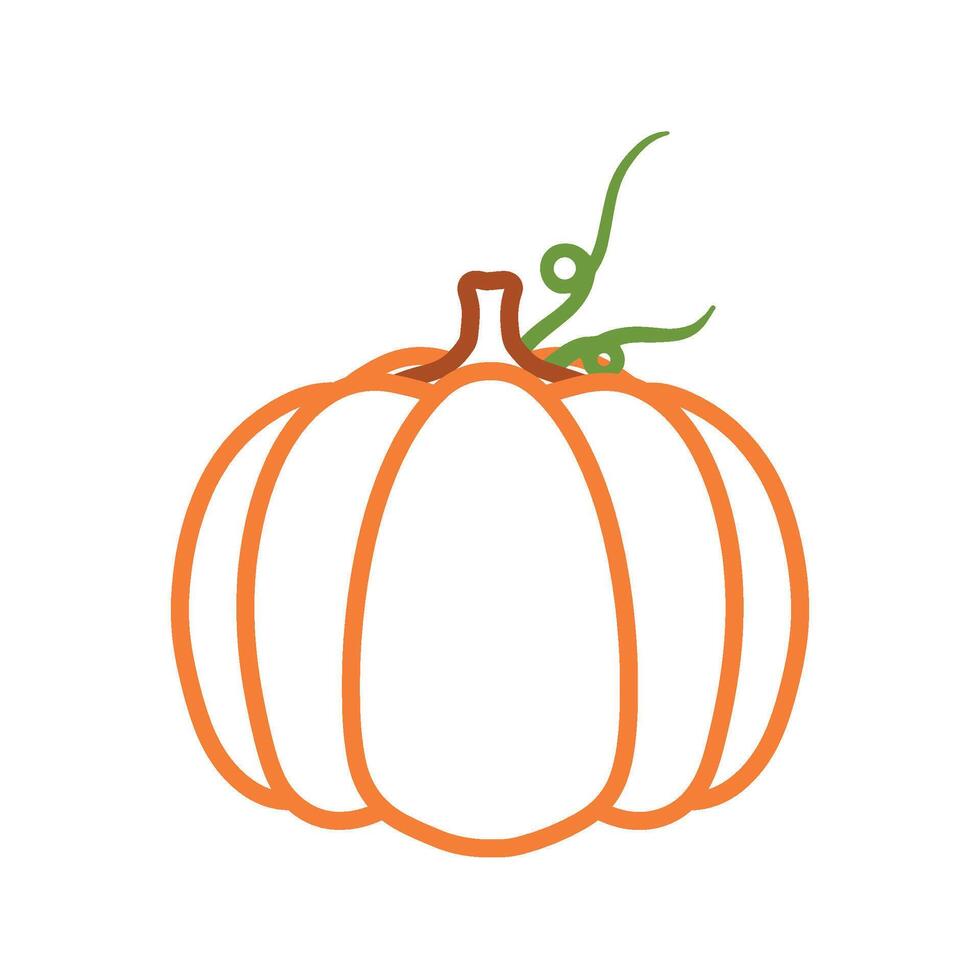 Pumpkin Orange Line Art Icon Logo Vegetable Illustration vector