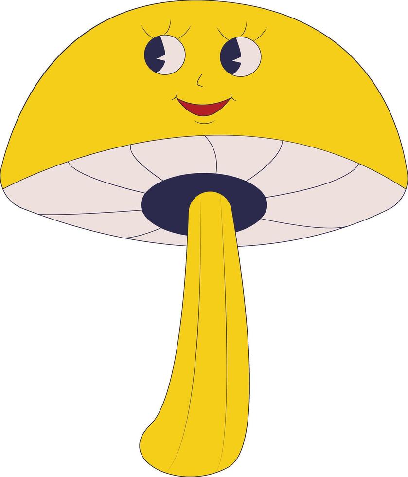 A cartoon mushroom with a smile on its face vector