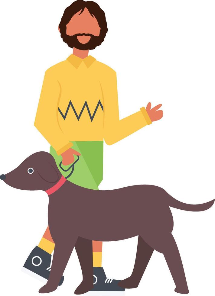 A man walking a dog vector