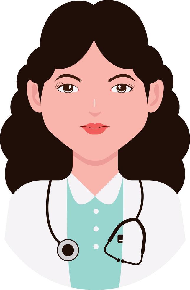 Female Medical Staff Character Illustration. Isolated with Flat Design and Shape vector