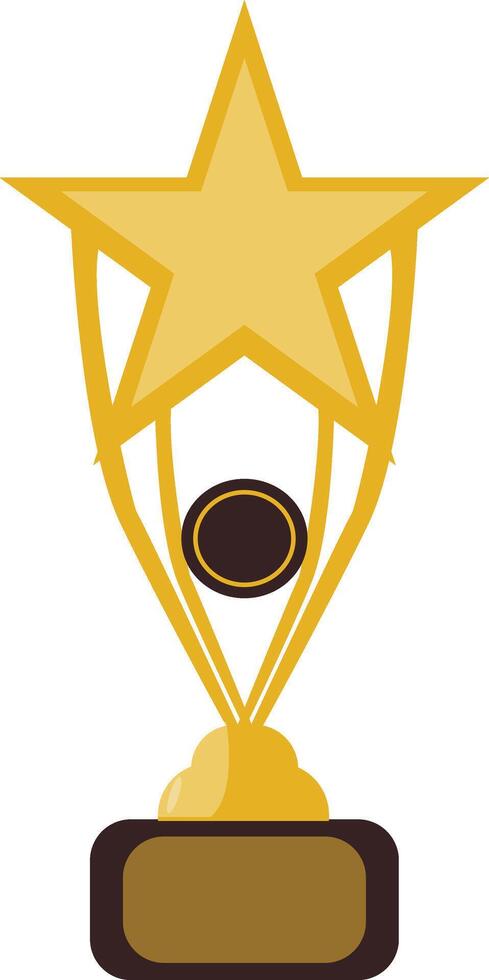 A golden star trophy with a black star on top vector